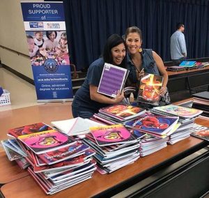 Image showing a school supply donation effort supported by the American College of Education and United Way.
