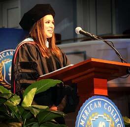 Dr. Sunddip Aguilar speaking at ACE commencement