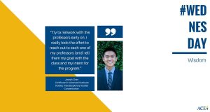 American College of Education graphic featuring a quote by student Joseph Chen.