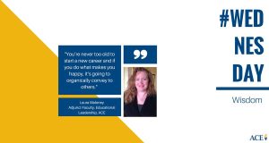 American College of Education graphic featuring a quote by Laura Maloney on pursuing a happy career.