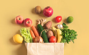 Bag full of fresh vegetables