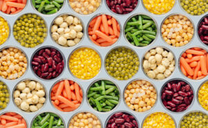 Photo of vegetables neatly organized into circles