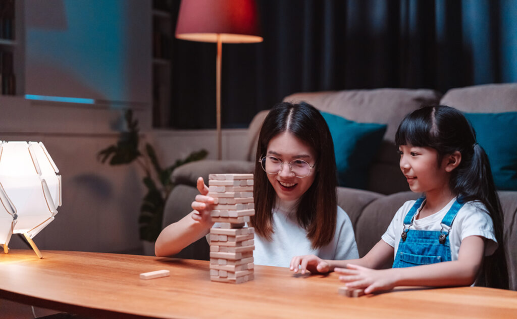 Photo of two children playing a game