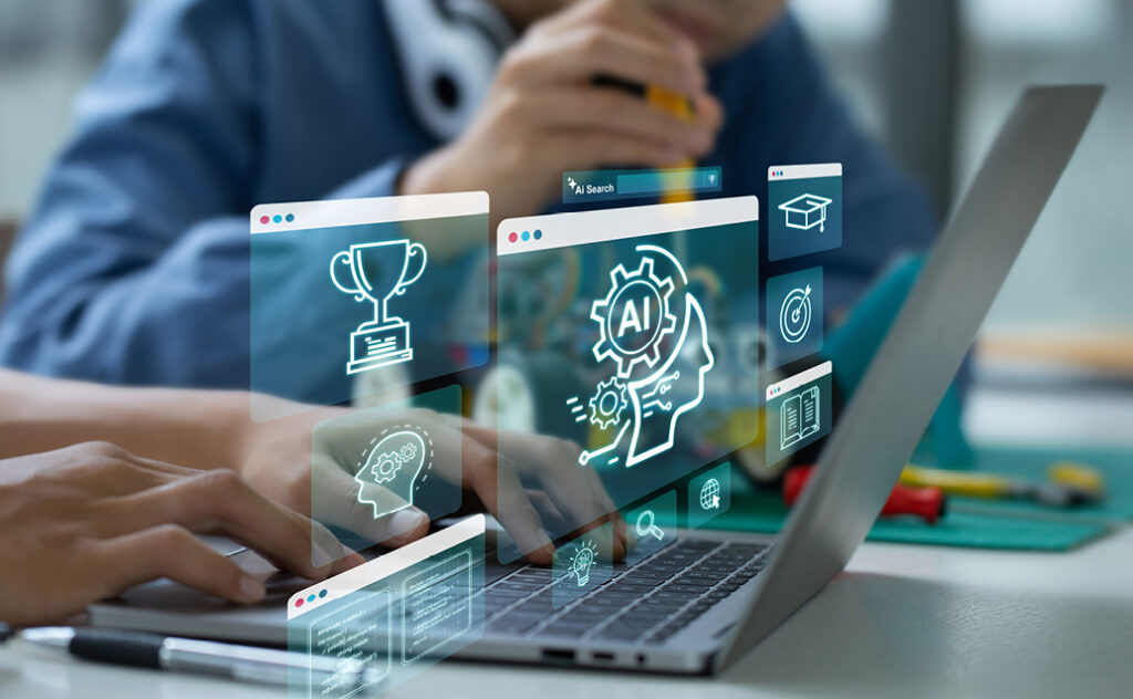 Image of a student using artificial intelligence on their computer