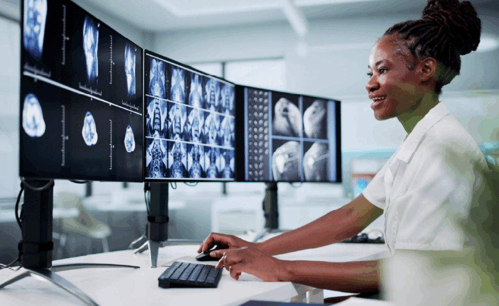 Image of medical professional using AI